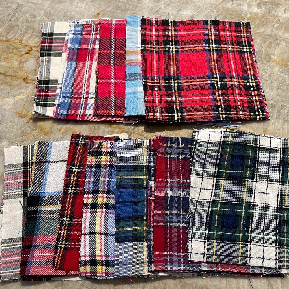 5" Inch Quilt Squares 40 Count Cotton Plaids Sustainable Repurposed